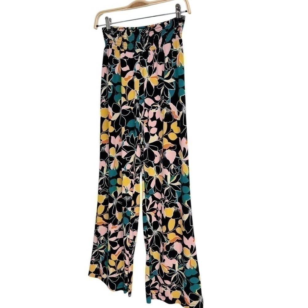 Bar III Floral-Print Wide-Leg Pants Size XS Elastic Waist Pull On Tropical Pant - Picture 3 of 7